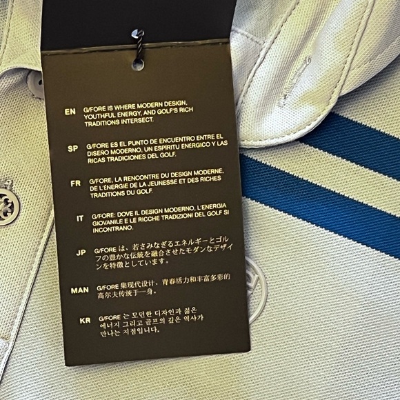 NEW G/FORE Mens Striped Offset Golf Polo Shirt Size Small Blue Short Sleeve - Picture 8 of 10